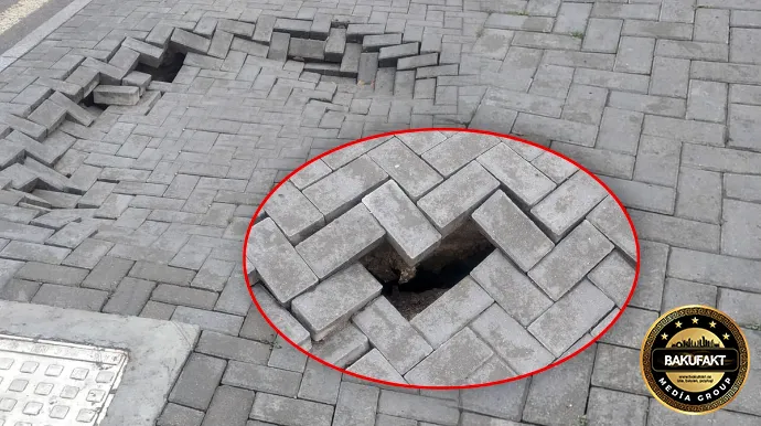 Mərkəzi Parkda piyadalar üçün təhlükəli vəziyyət - FOTOLAR