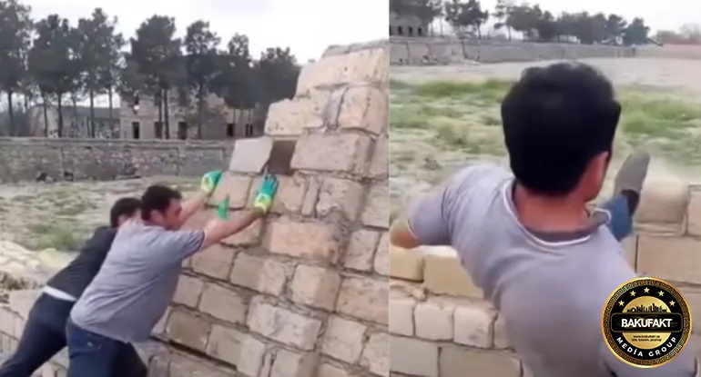 Pulunu ala bilməyən usta hördüyü divarı dağıtdı - VİDEO