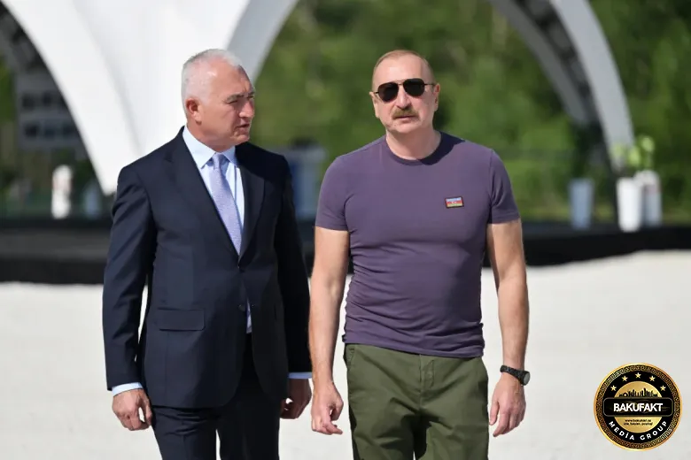 Prezident İlham Əliyev Laçında "Həkəriçay" su anbarının təməlini qoyub - FOTO