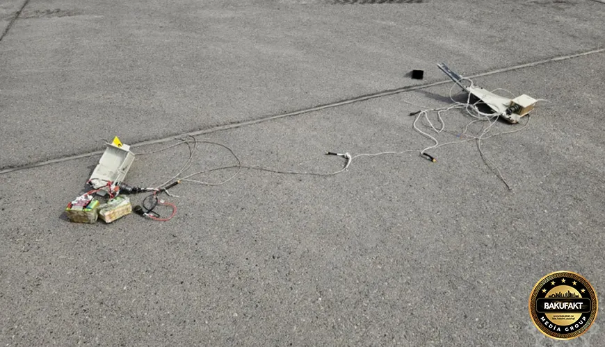Aeroporta düşən dronun qalıqları- VİDEO/FOTOLAR